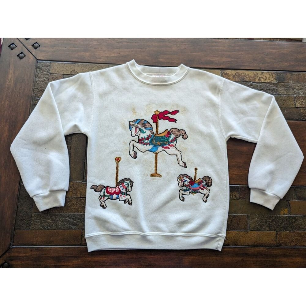 American Expressions Sweater Girls M (10-12) Fleece White